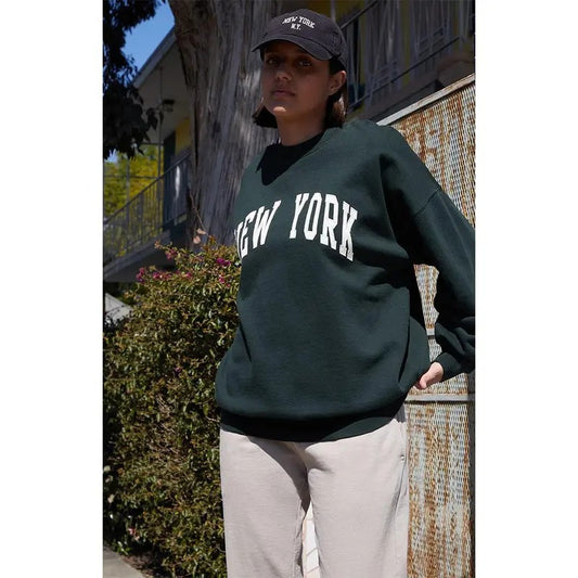 John Galt Women's Green Erica New YorkÂ Crew Neck Sweatshirt T-Shirts, Hoodie | WearSparks.com