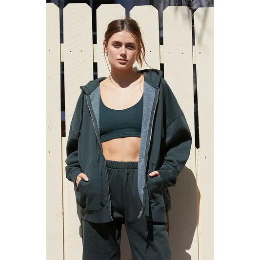 John Galt Women's Green Full Zip Hoodie T-Shirts, Sweatshirt | WearSparks.com