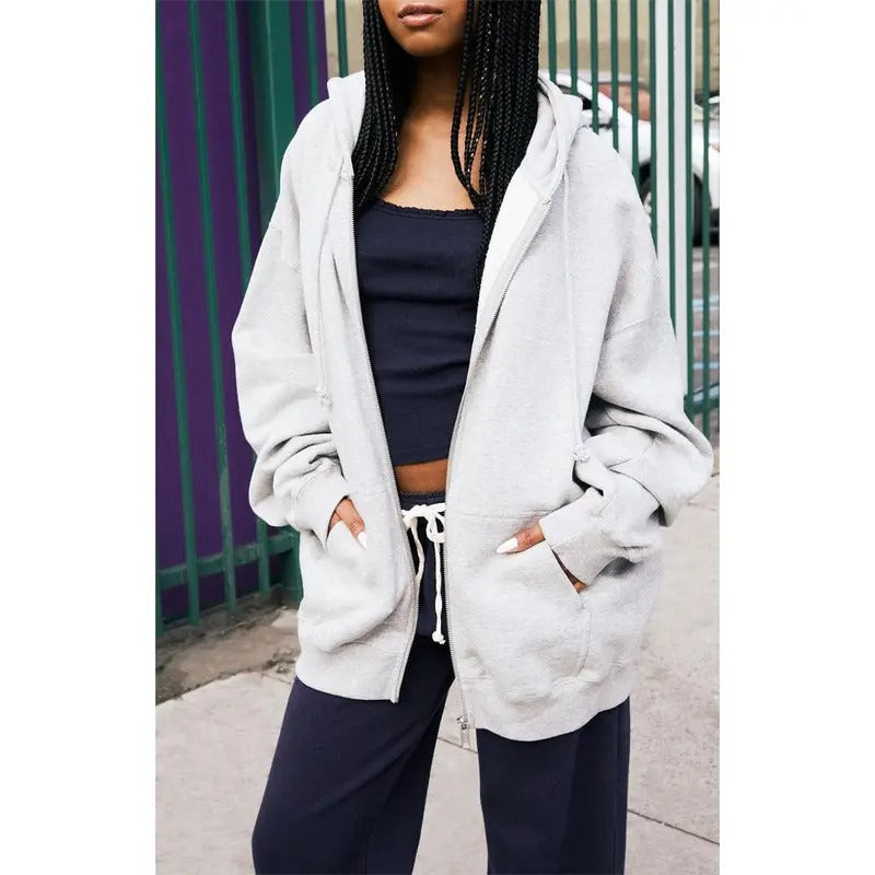 John Galt Women's Heather Grey Full Zip Hoodie T-Shirts, Sweatshirt | WearSparks.com