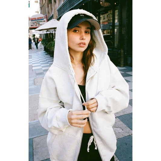 John Galt Women's Light Gray Christy Full Zip Hoodie T-Shirts, Sweatshirt | WearSparks.com
