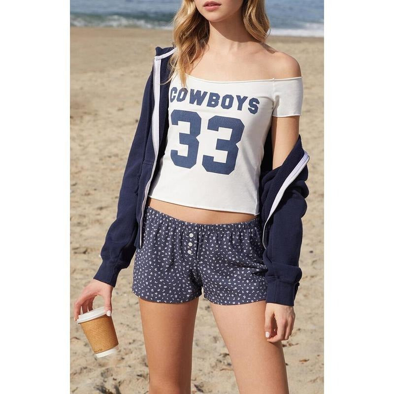 John Galt Women's Navy Floral Keira Pajama Shorts T-Shirts, Hoodie, Sweatshirt | WearSparks.com