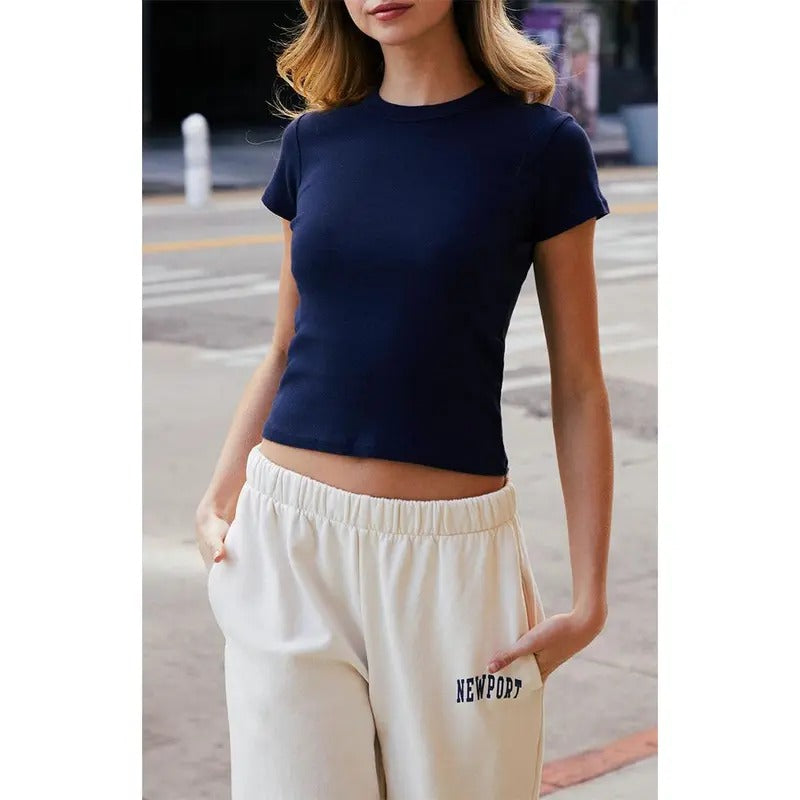 John Galt Women's Navy Hailie Basic T-Shirt Hoodie, Sweatshirt | WearSparks.com