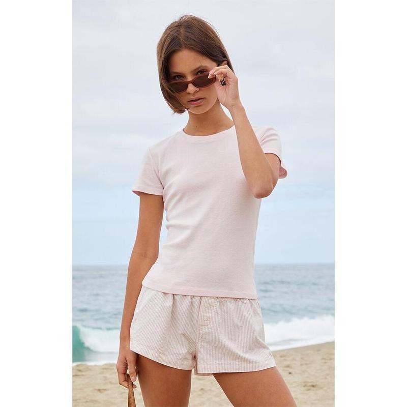 John Galt Women's Pink Loreen T-Shirt Hoodie, Sweatshirt | WearSparks.com
