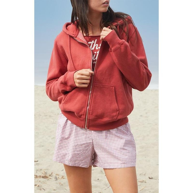 John Galt Women's Red Christy Full Zip Hoodie T-Shirts, Sweatshirt | WearSparks.com