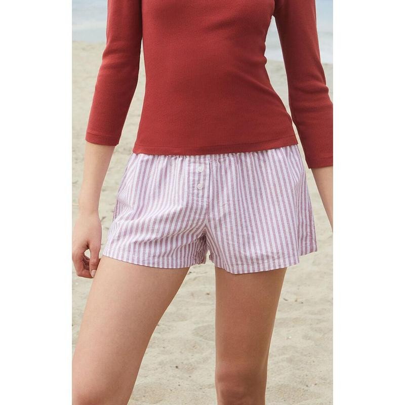 John Galt Women's White & Red Keira Pajama Boxer Shorts T-Shirts, Hoodie, Sweatshirt | WearSparks.com