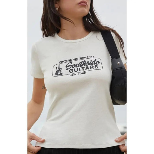 John Galt Women's White Southside Guitars Hailie T-Shirt - Multicolor Hoodie, Sweatshirt | WearSparks.com