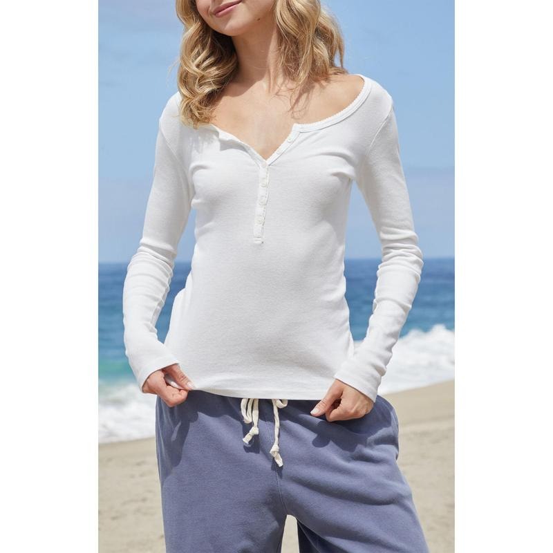 John Galt Women's White Zelly Long Sleeve Topstyle{n002}2 T-Shirts, Hoodie, Sweatshirt | WearSparks.com