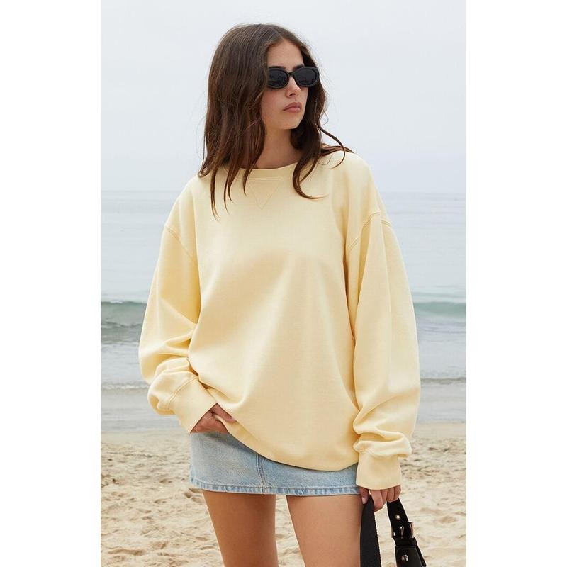 John Galt Women's Yellow Erica Crew Neck Sweatshirt T-Shirts, Hoodie | WearSparks.com