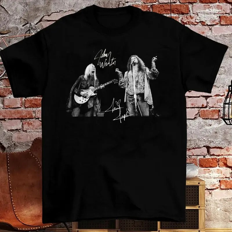 Johnny Winter Janis Joplin Short Sleeve Black All Size Shirt Size S-3XL Hoodie, Sweatshirt | WearSparks.com