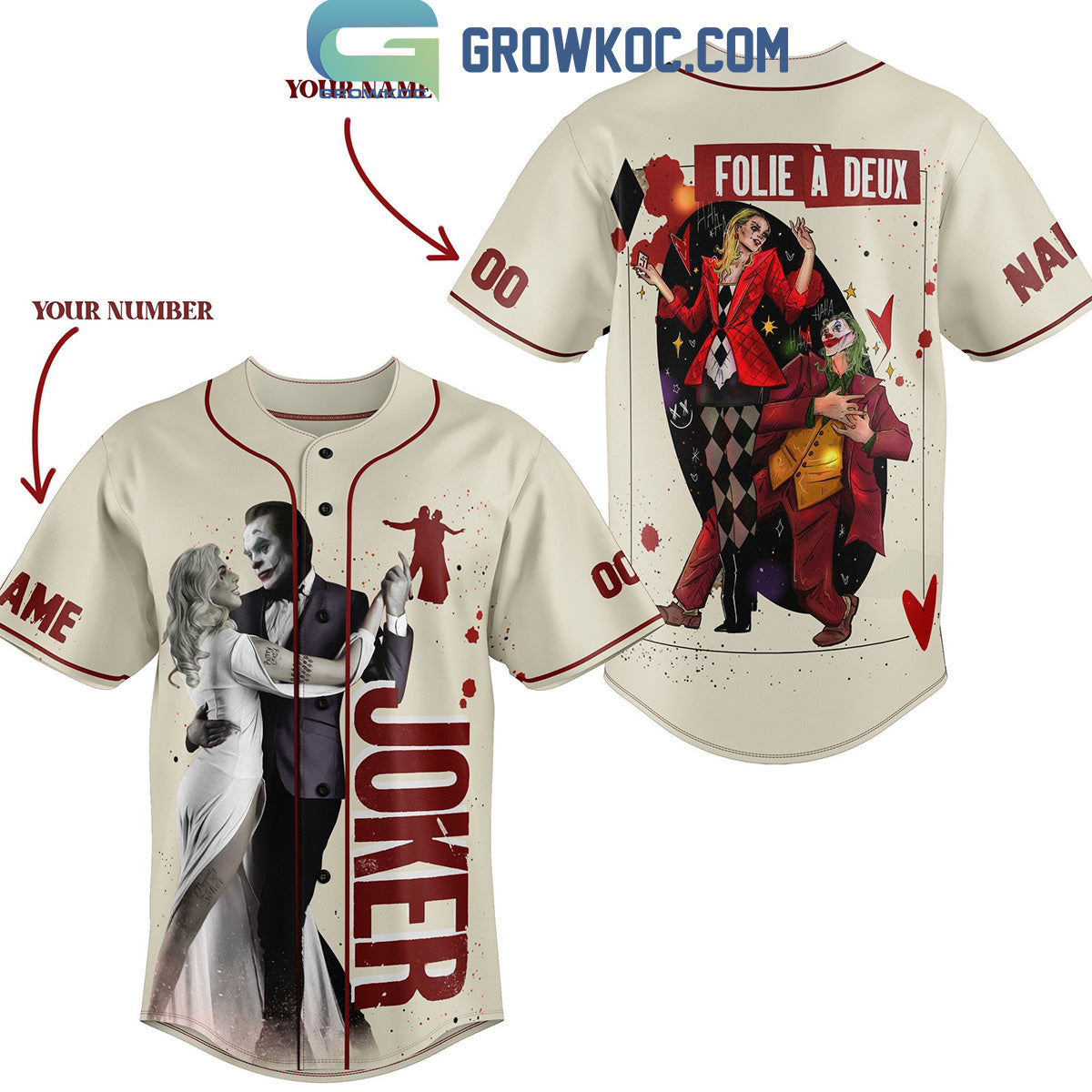 Joker Folie A Deux The Movie Lady Gaga Joaquin Phoenix Personalized Baseball Jersey