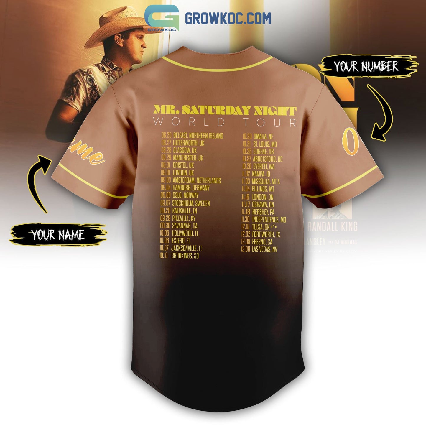 Jon Pardi MR.Saturday Night World Tour 2023 Personalized Baseball Jersey