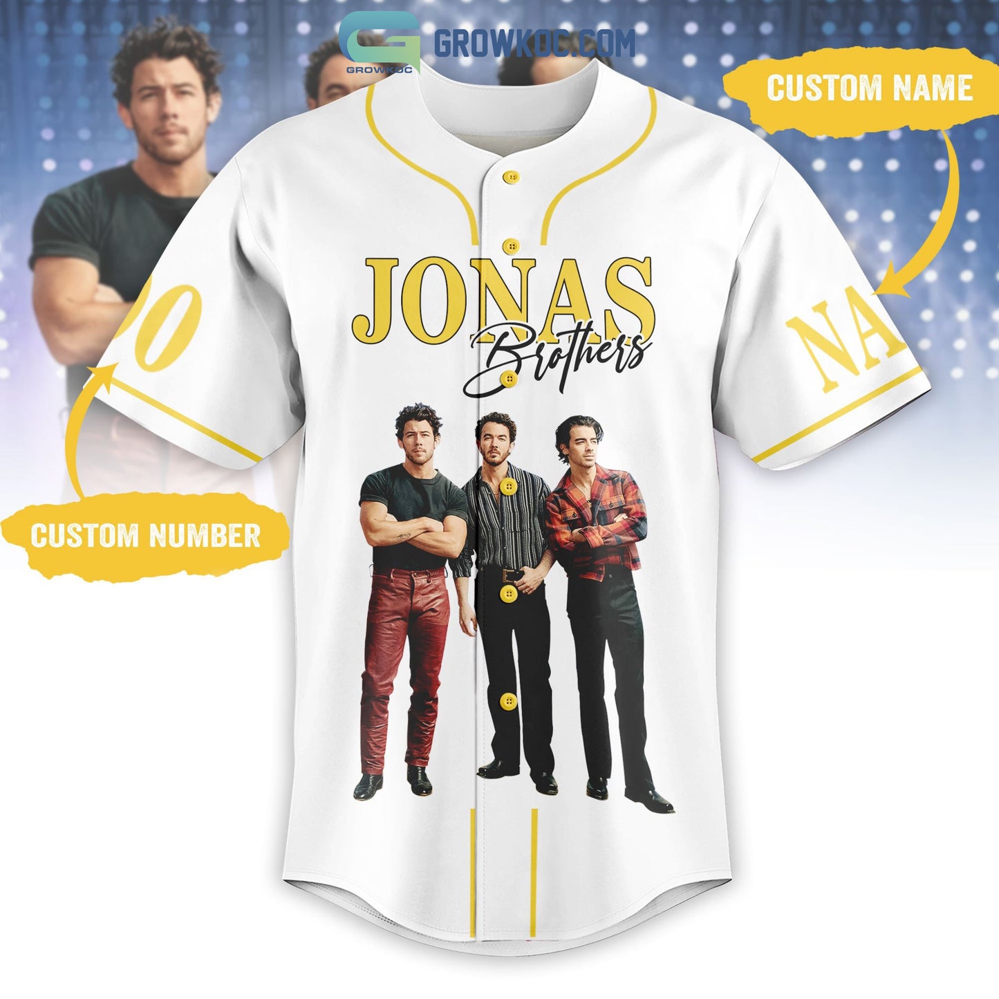 Jonas Brothers Five Album One Night Personalized Baseball Jersey
