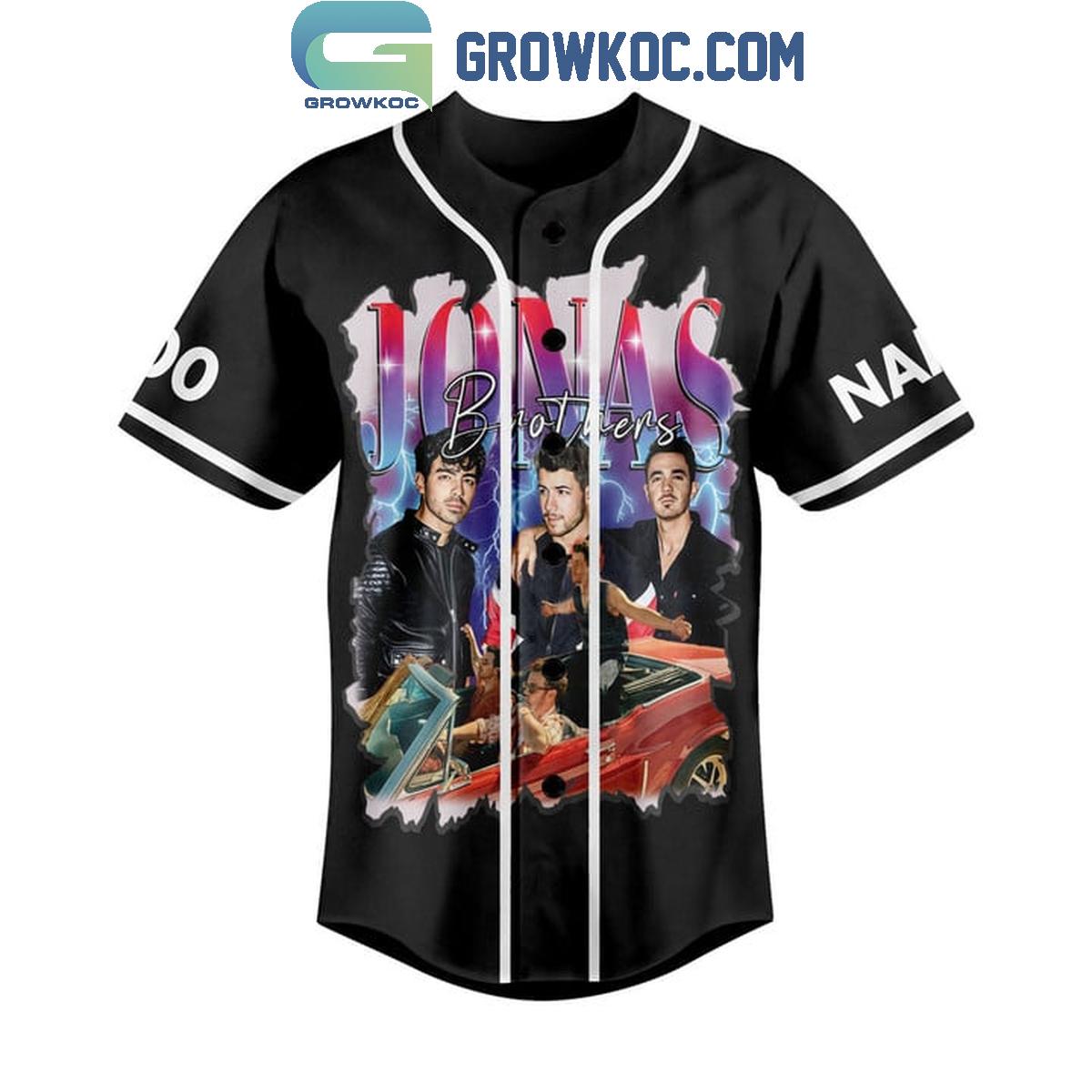 Jonas Brothers Five Albums One Night Personalized Baseball Jersey Black