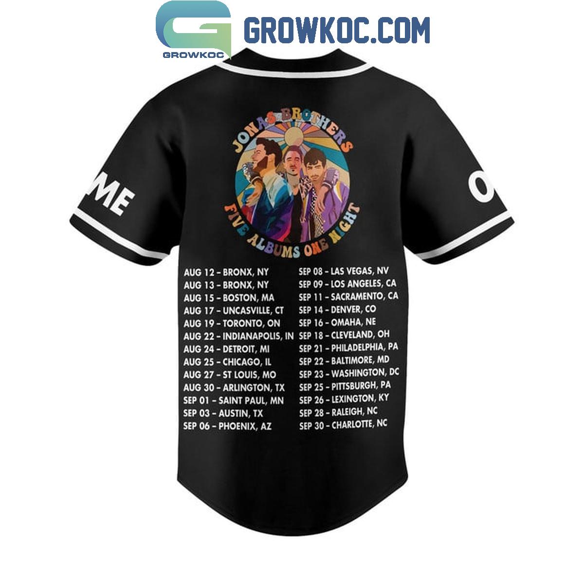 Jonas Brothers Five Albums One Night Personalized Baseball Jersey Black