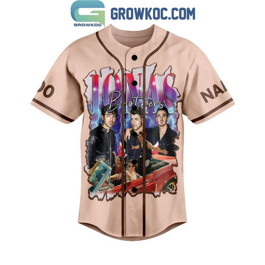 Jonas Brothers Five Albums One Night Personalized Baseball Jersey Sand