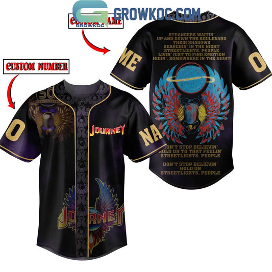 Journey Strangers Waitin’ Up And Down Fan Personalized Baseball Jersey