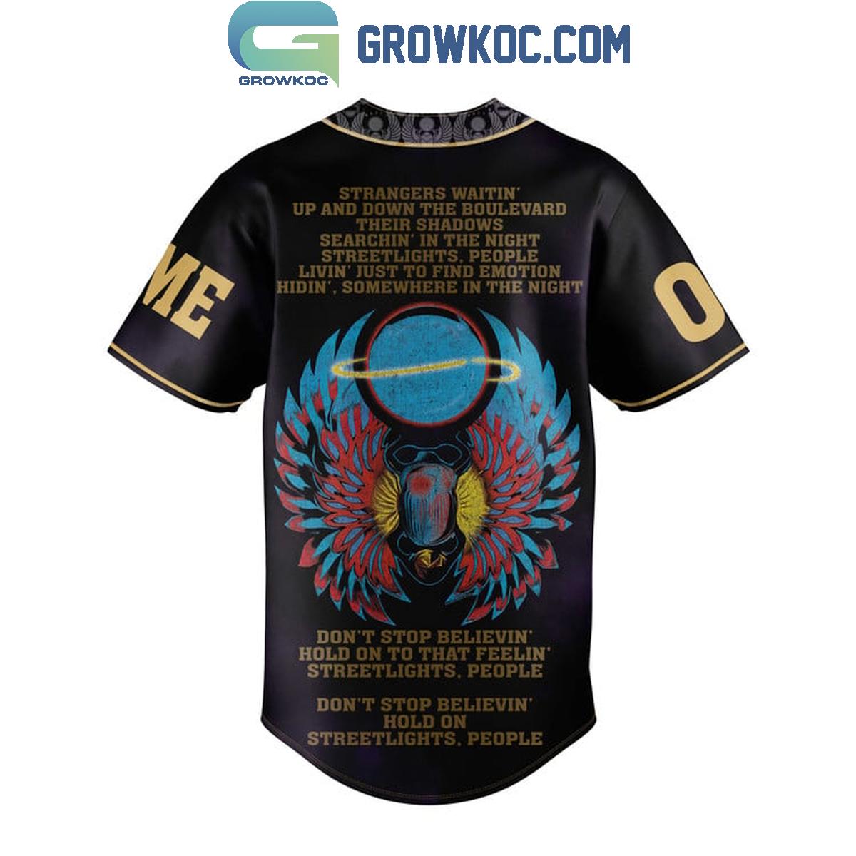 Journey Strangers Waitin’ Up And Down Fan Personalized Baseball Jersey
