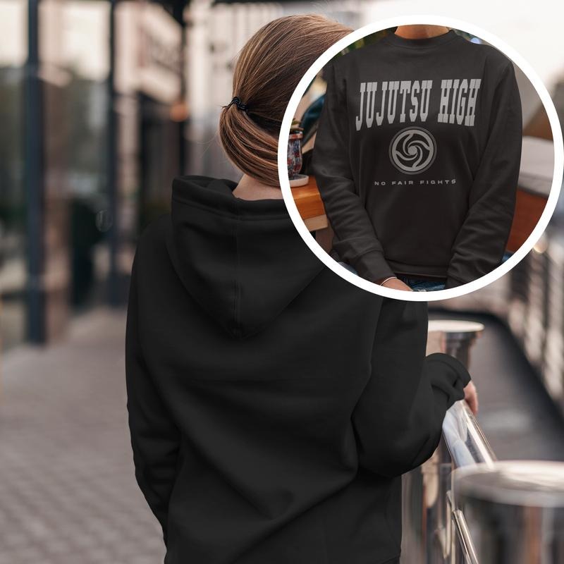 JuJutsu High Varsity Sweatshirt "No Fair Fights" JuJutsu Kaisen Sweater Casual Pullover Crewneck T-Shirts, Hoodie