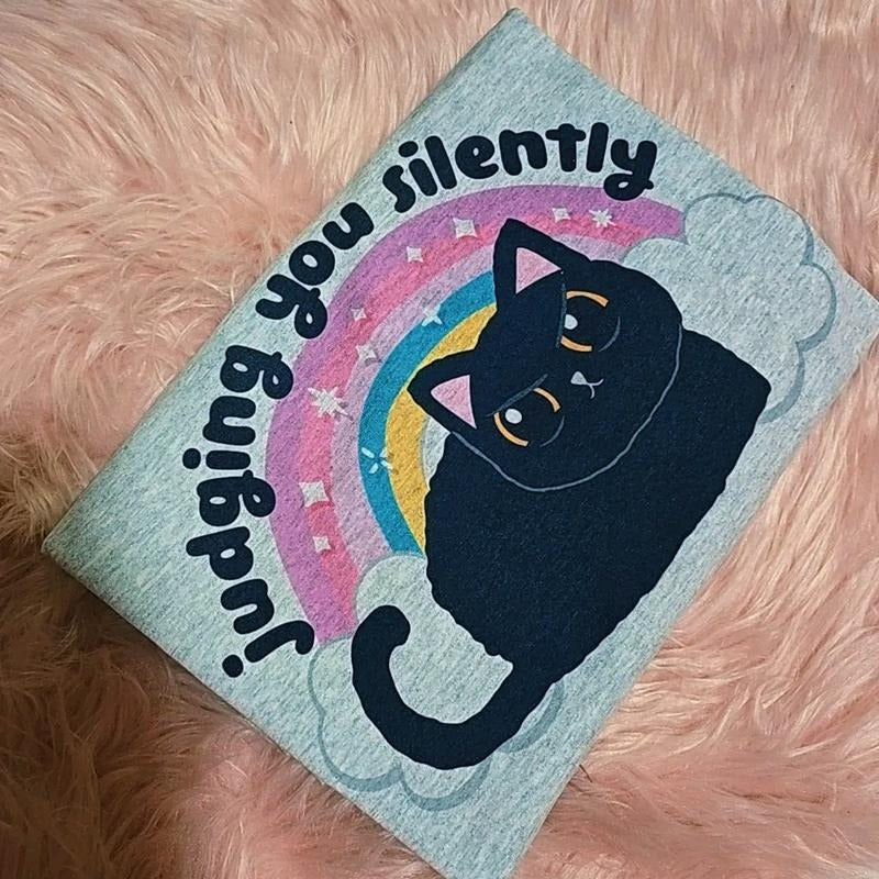 Judging you silently Rainbow Cat Graphic Tee Hoodie, Sweatshirt | WearSparks.com