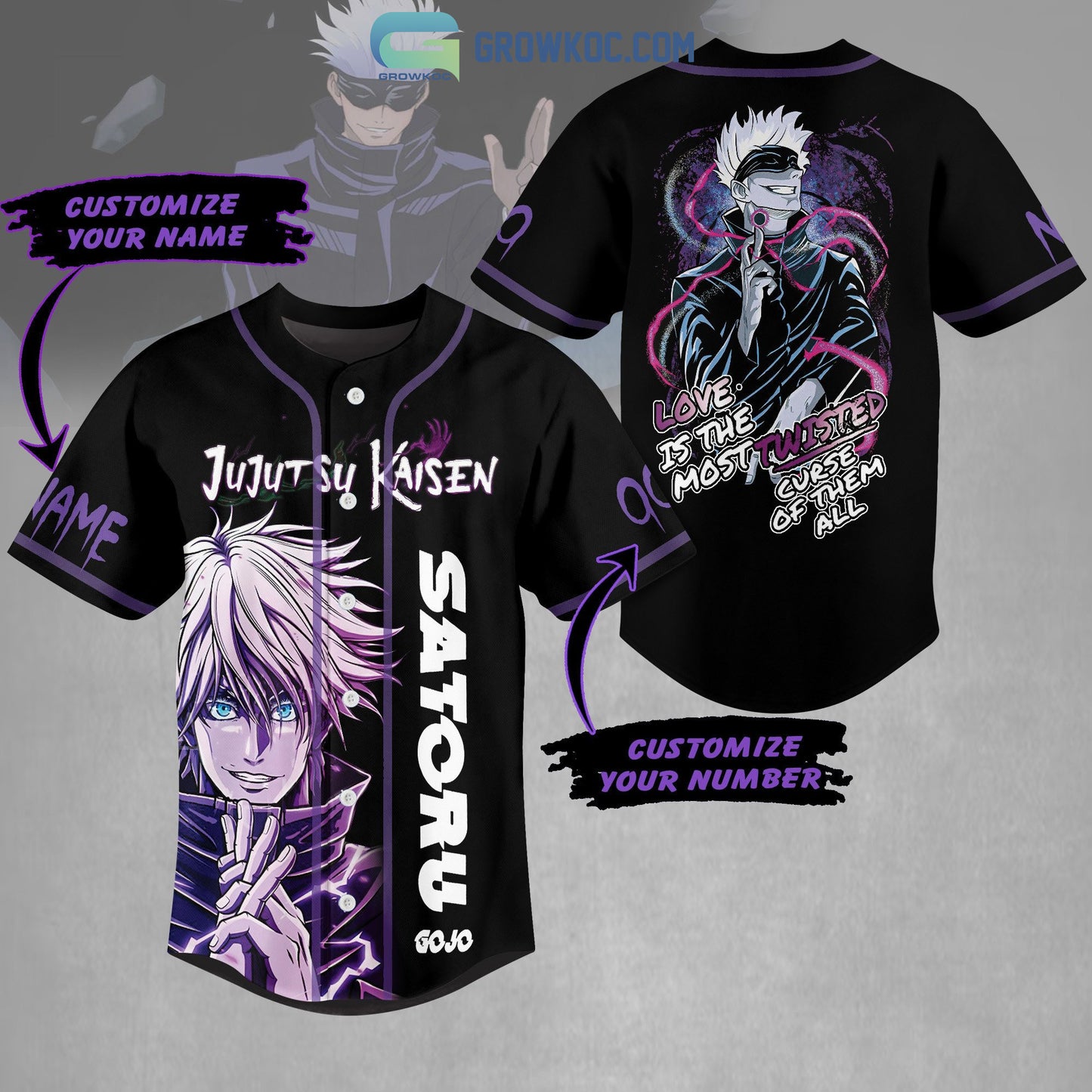 Jujutsu Kaisen Satoru Gojo Personalized Baseball Jersey