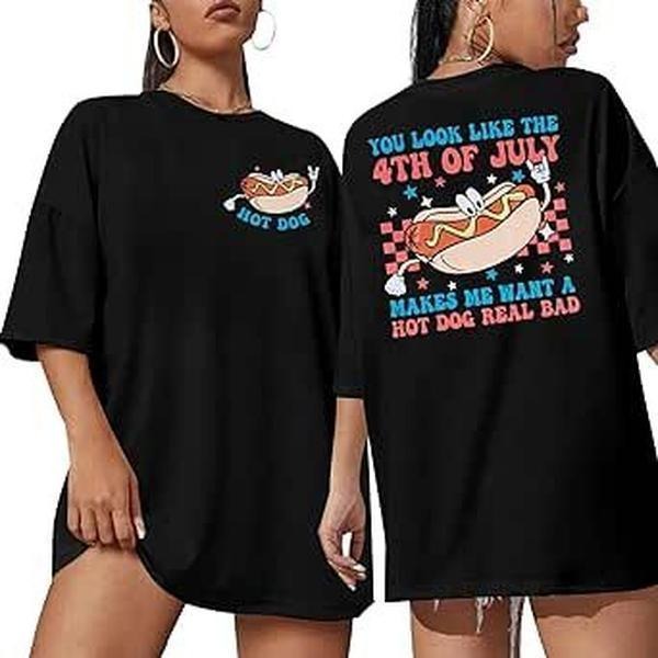 July 4th Shirts for Women - You Look like Funny Hot Dog Graphic Tshirt Hoodie, Sweatshirt | WearSparks.com