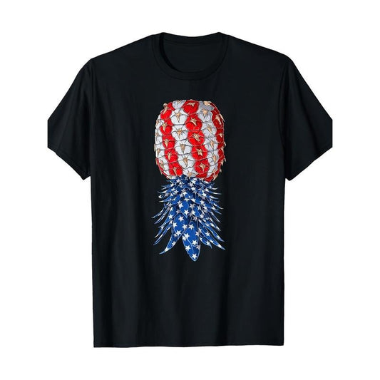July Love Patriotic Pineapple Print Cotton T-Shirt for Men