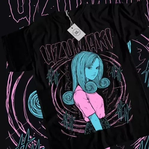Junji Ito Uzumaki T-Shirt Horror Japan Guro Anime Funny Black Shirt Tee All Size Hoodie, Sweatshirt | WearSparks.com