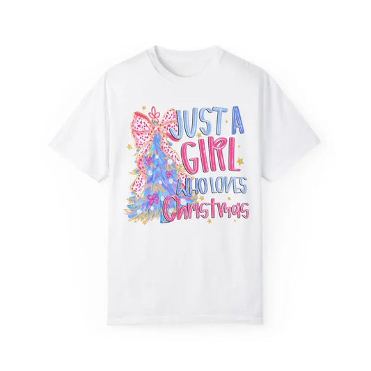 Just A Girl Who Loves Christmas  Shirt, Preppy Christmas Tee,  Womens Holiday Tshirt Hoodie, Sweatshirt | WearSparks.com