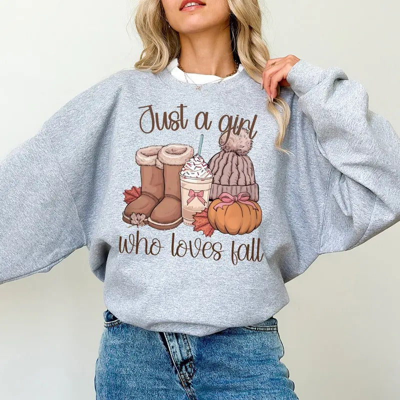 Just A Girl Who Loves Fall Sweatshirt, Pumpkin Sweater, Autumn Sweater, Trendy Fall Sweatshirt style 02 T-Shirts, Hoodie