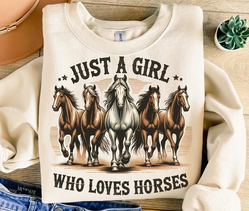 Just A Girl Who Loves Horses Png Sublimation Design Horse Sublimation Retro Png Western Png T-shirt Design Instant...