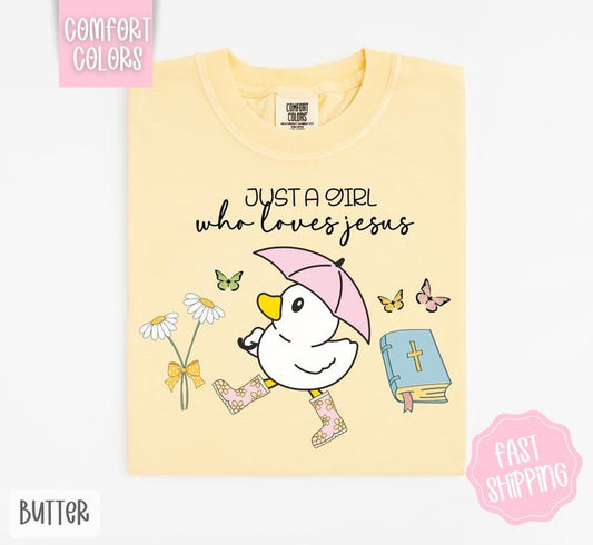 Just A Girl Who Loves Jesus Shirt Comfort Colors, Religious Tshirt, Cute Women's Tee, Gift for Her Hoodie, Sweatshirt