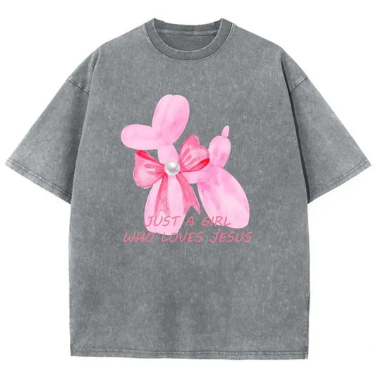 Just A Girl Who Loves Jesus Unisex Washed T-Shirt, Christian Jesus  t shirts, Vintage 90s Graphic Tee Gift Womenswear Top...