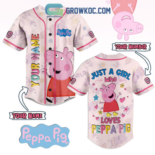 Just A Girl Who Loves Peppa Pig Personalized Baseball Jersey