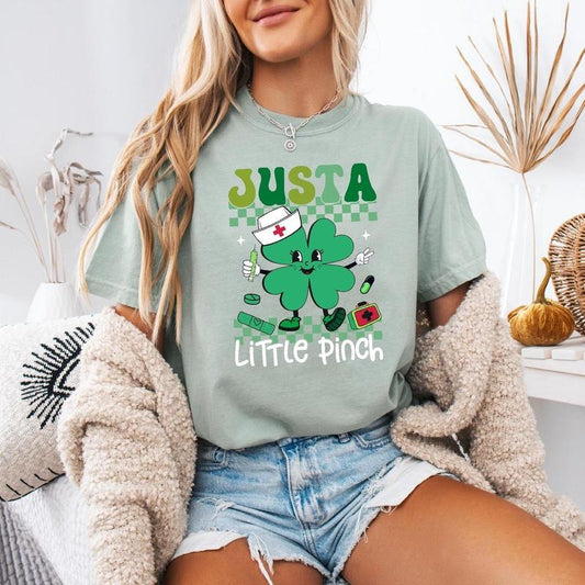 Just A Little Pinch Nurse Shirt, St Patrick's Day Nurse Sweatshirt, Lucky Nurse Shamrock Shirt,Nurse St Patty's, Nurse...