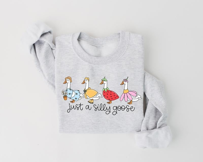 Just A Silly Goose Sweatshirt, Cute Funny Silly Goose Tshirt, Funny Fruit Goose Shirt, Funny Goose Shirt Tee Sweatshirt...