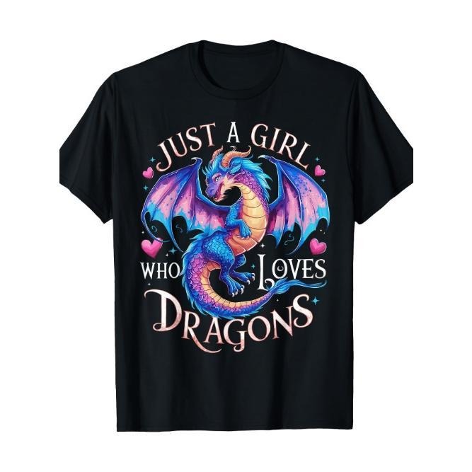 Just A Woman Who Loves Dragons Cute Dragons T-Shirt Made in USA Summer Round Neck Comfortable Hoodie, Sweatshirt