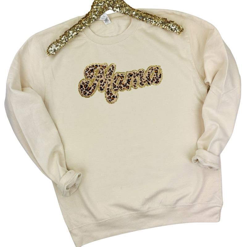Just Hoods - Cheetah Mama Chenille Patch Sweatshirt T-Shirts, Hoodie | WearSparks.com