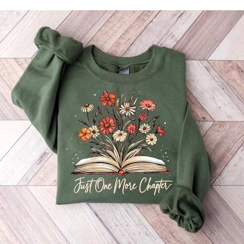 Just One More Chapter Shirt, Fall Books , Sublimation Design, Bookish, Fall , Autumn , Trendy Hoodie, Sweatshirt