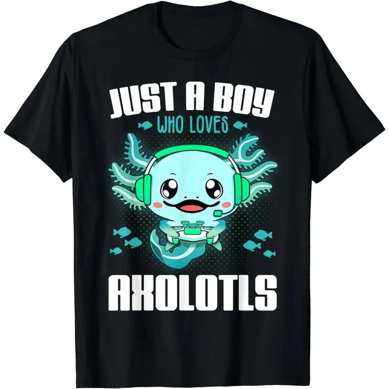 Just a Boy Who Loves Axolotls Funny Axolotl Boy Kids Gamer T-Shirt Hoodie, Sweatshirt | WearSparks.com