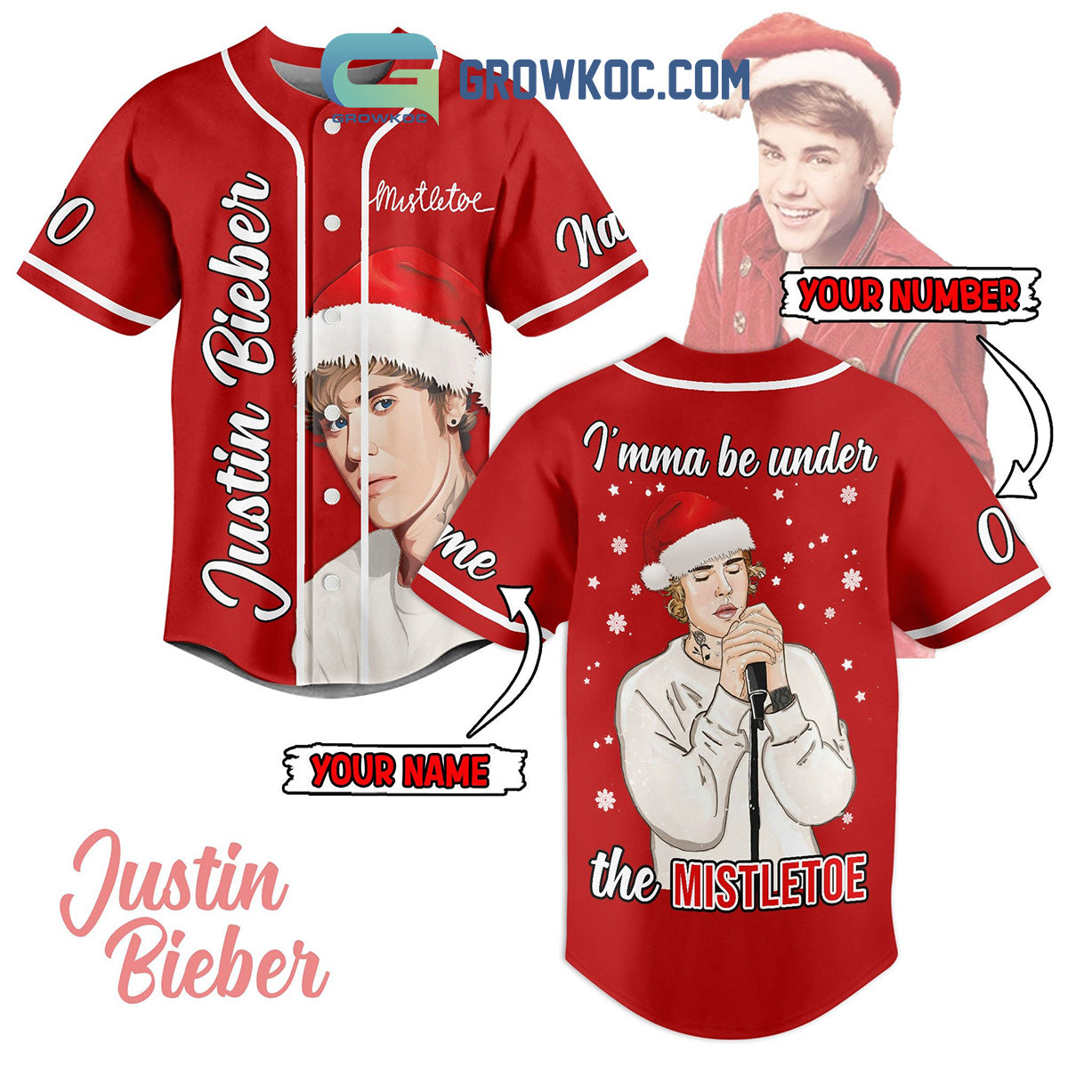 Justin Bieber I’mma Be Under The Mistletoe Christmas Personalized Baseball Jersey