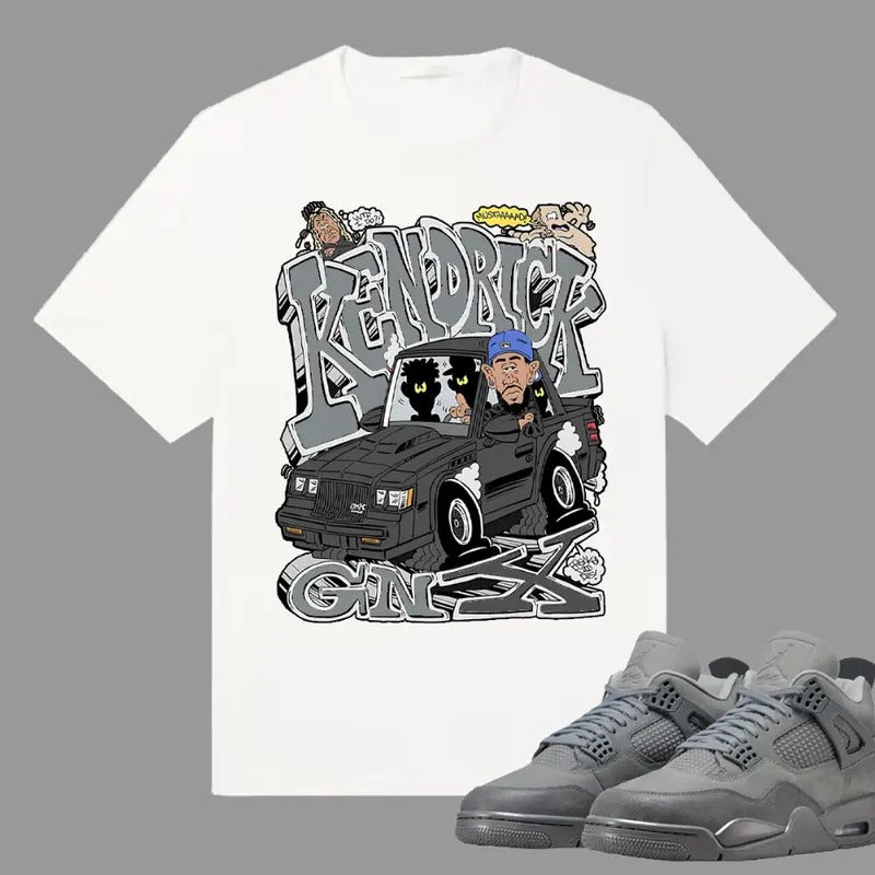 K Dot Graphic GNX Match 4s Retro Wet Cement Sneakers, Graphic Tee, Y2k Style, Streetwear Unisex Cotton T-shirt Hoodie,...