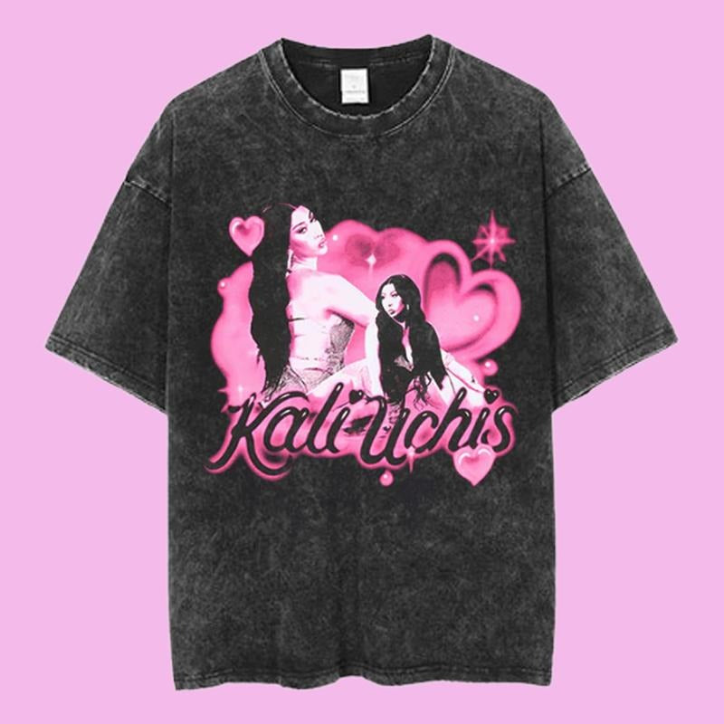 Kali Equestrian Pink Heart Graphic Tee, Y2K Chicana R&B Aesthetic Shirt, Romantic Vaporwave Design, Retro Streetwear...