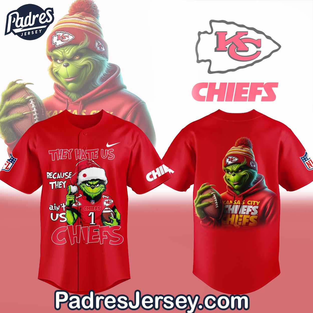 Kansas City Chief x The Grinch Christmas baseball Jersey Outfit - Padres Jersey Oasis: Elevate Your Baseball... (Image 1)