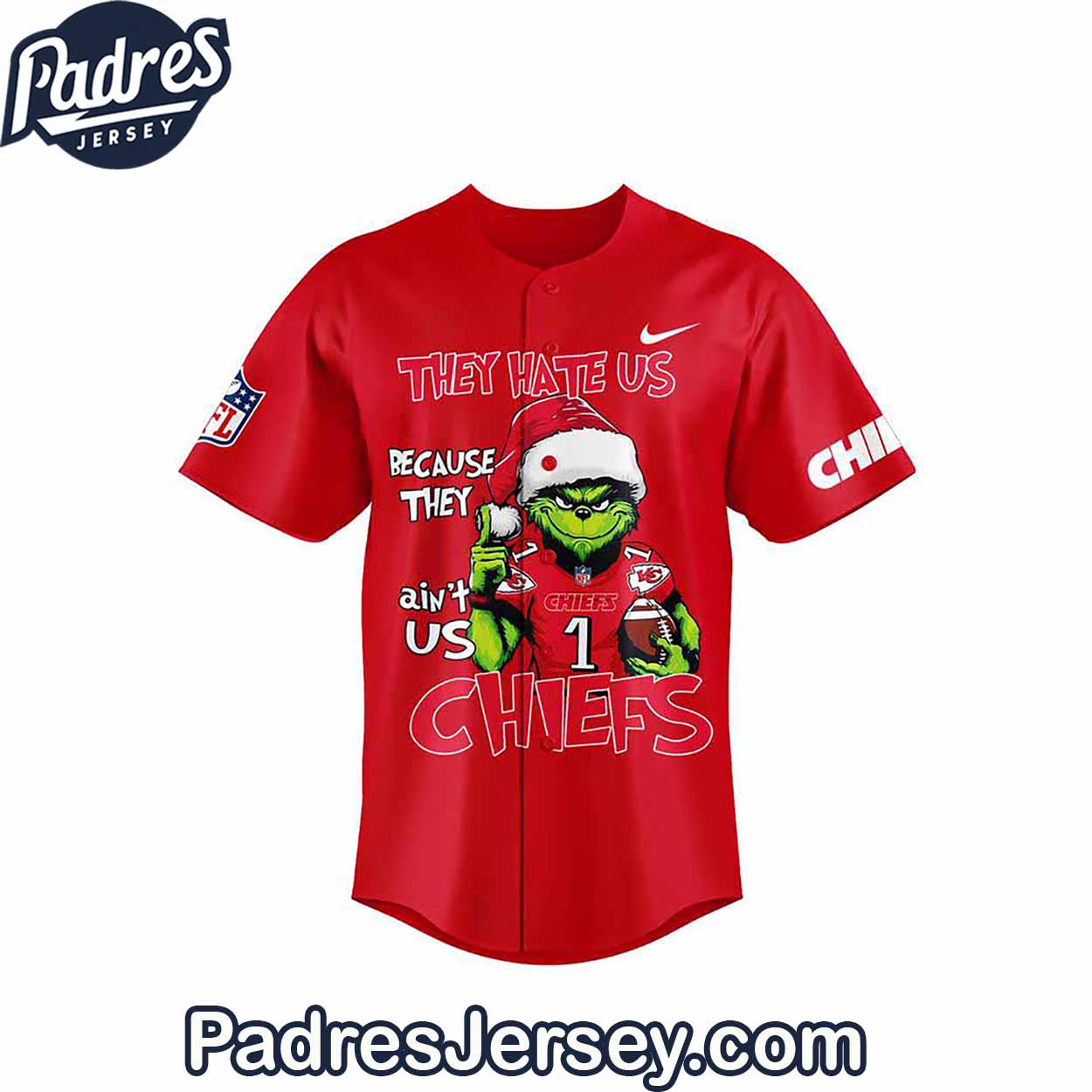Kansas City Chief x The Grinch Christmas baseball Jersey Outfit - Padres Jersey Oasis: Elevate Your Baseball... (Image 2)