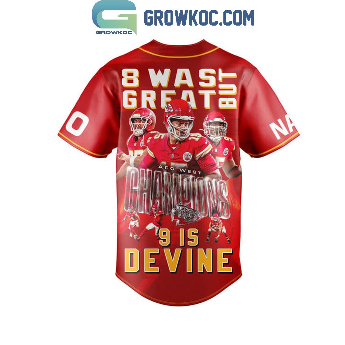 Kansas City Chiefs 8 AFC West Champs Is Great But 9 Is Devine Personalized Baseball Jersey
