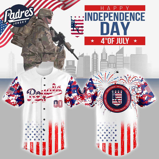 Kansas City Royals MLB X The 4th Of July X Military Personalized Baseball Jersey - Padres Jersey Oasis: Elevate Your...