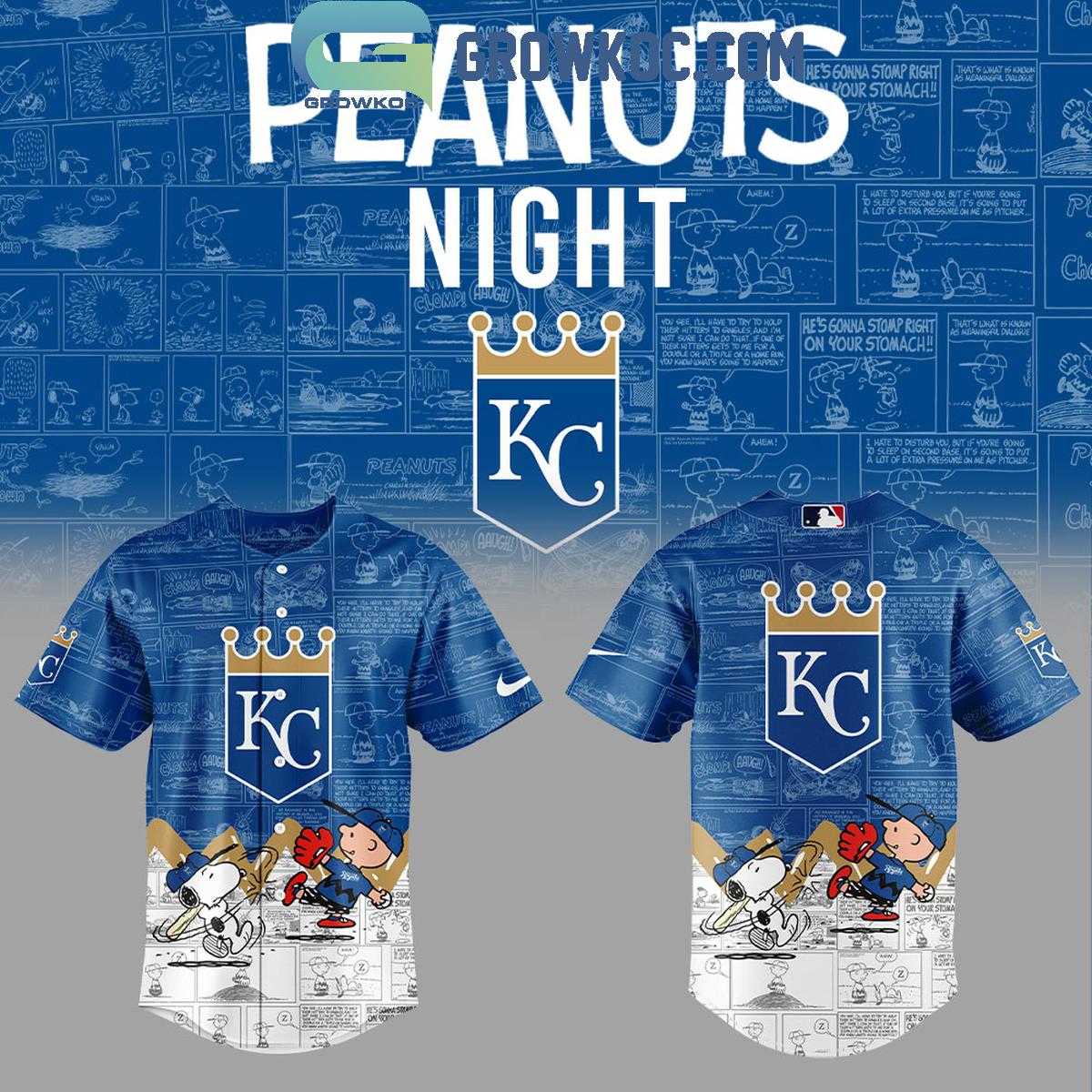 Kansas City Royals Peanuts 75th Anniversary Baseball Jersey