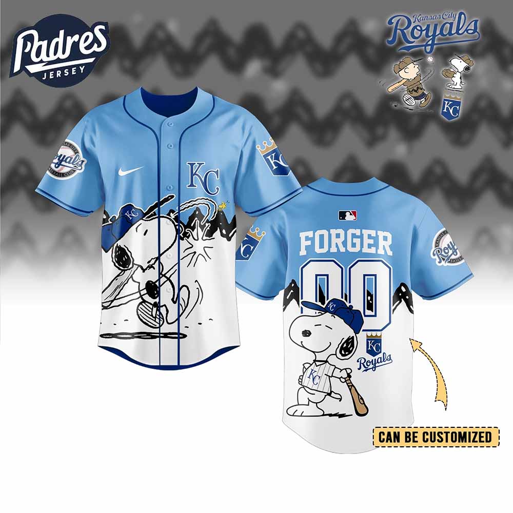 Kansas City Royals x Peanuts Personalized Baseball Jersey For Fans - Padres Jersey Oasis: Elevate Your Baseball... (Image 1)