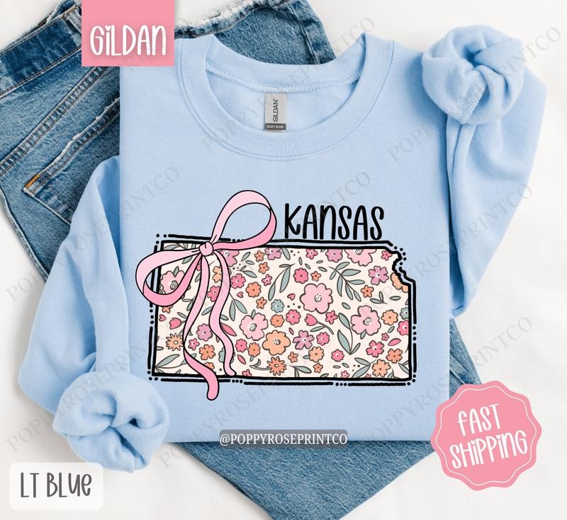 Kansas Floral Sweatshirt, Cute Kansas Sweatshirt, Kansas State Sweatshirt T-Shirts, Hoodie | WearSparks.com