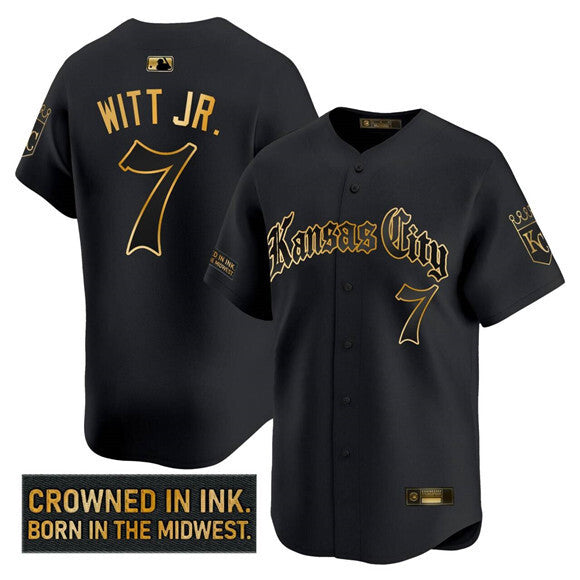 Kansas City Royals #7 Bobby Witt Jr. 'Gothic Crown Edition' Gold Vapor Limited